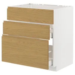 IKEA METOD / MAXIMERA(595.383.05) тумба, раковина + 3 фасади/2 ящики, білий/імітація Voxtorpа дуб