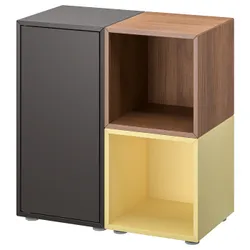 IKEA EKET(895.217.42) комбінація шаф з ніжками, темно-сірий горіх/блідо-жовтий