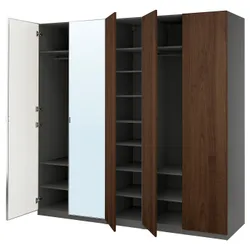 IKEA PAX / BJÖRNESKOGEN/ÅHEIM(395.753.13) комбінований гардероб, темно-сірий/горіховий шпон