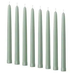 IKEA KLOKHET(306.126.97) конічна свічка без запаху, світло-сіро-зелений