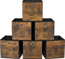 SONGMICS RFB126B01 Кубики для зберігання, набір із 6 шт., з ручкою, тканина Оксфорд, флізелін, 26 х 26 х 28 см, складаний,