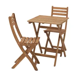IKEA ASKHOLMEN(795.290.98) садовий стіл та 2 складані стільці, темно коричневий