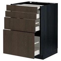 IKEA METOD / MAXIMERA(294.339.51) шафа з висувною стільницею / 3 шухляди, чорний / Sinarp коричневий