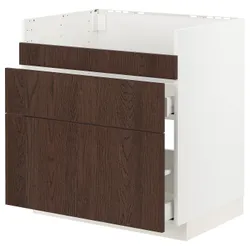 IKEA METOD / MAXIMERA(494.044.72) тумба під раковину HAVSEN / 3fr / 2ch, білий / Сінарп коричневий