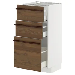 IKEA METOD / MAXIMERA(195.746.54) Шафа, що стоїть з 3 ящиками, Білий/Stensta темно -коричневий шпон