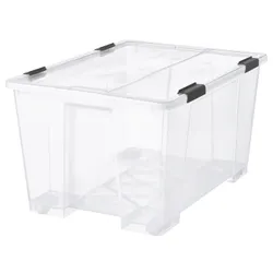 IKEA SAMLA(596.207.53) контейнер з кришкою/зас, прозорий/чорний