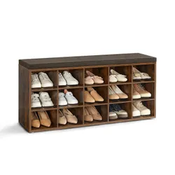 Шафа для взуття з 15 полицями та бронзовим сидінням