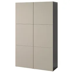 IKEA BESTÅ(694.216.73) поєднання з дверима, чорно-коричневий / Lappviken світло-сіро-бежевий