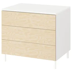 IKEA PLATSA(695.013.11) комод, 3 шухляди, білий/Kalbåden яскравий ефект сосни