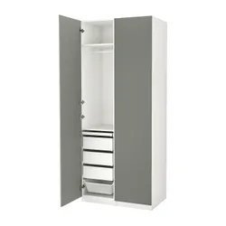 IKEA PAX / REINSVOLL(594.781.08) комбінований гардероб, білий / сіро-зелений
