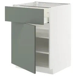 IKEA METOD / MAXIMERA(495.659.45) шафа ящики/двері, білий/Nickebo матовий сіро-зелений