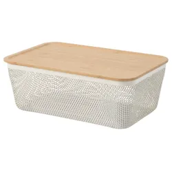 IKEA IKEA 365+(995.814.91) Харчовий кошик з кришкою, прямокутник метал/білий бамбук