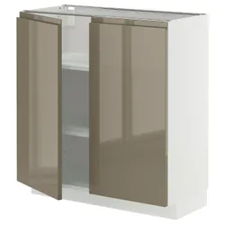 IKEA METOD(695.767.59) Шафа STJ/полиці/2 двері, білий/Voxtorp Gloss Dark -brown