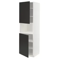 IKEA METOD(594.975.69) висока шафа, мікрохвильова піч, 2 дверцята/полиці, білий/Nickebo матовий антрацит