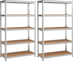 SONGMICS 5-Tier Heavy Duty Shelving, набір із 2 сталевих стелажів для зберігання, безгвинтова збірка, для гаража, сараю, місткість