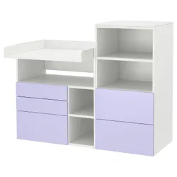 IKEA SMÅSTAD / PLATSA(795.832.31) СТОЛЬНИЙ СТАЛЬ, Білий бузок/з книжковою шафою