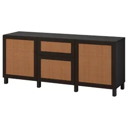 IKEA BESTÅ(394.402.63) поєднання з ящиками, чорно-коричневий Studsviken/Stubbarp/темно-коричневий плетений тополь