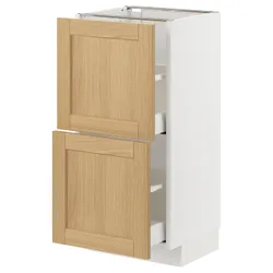 IKEA METOD / MAXIMERA(895.092.69) шафа для підлоги з 2 ящиками, білий/Дуб Форсбака