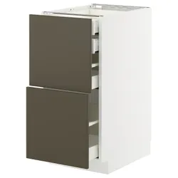 IKEA METOD / MAXIMERA(395.589.26) Шафа з підлогою з 2 фасадами/2 низьким/середнім/високим ящиком, білий/Хавсторп коричнево-бежевий