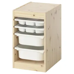 IKEA TROFAST(695.733.03) Полиця з контейнером/лотками, легка сосна, пофарбована в білий/білий