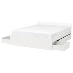 IKEA VIHALS(395.819.98) рамка ліжка з 4 контейнерами, білий/luröy