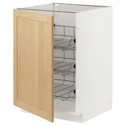 IKEA METOD(495.090.92) шафа з дротяним кошиком, білий/Дуб Форсбака