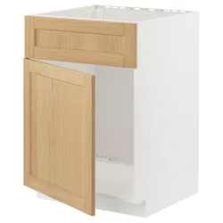 IKEA METOD(295.091.06) стоячі дверцята/фасади під раковину, білий/Дуб Форсбака