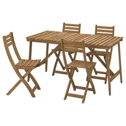 IKEA ASKHOLMEN(795.291.02) стіл + 4 складні садові стільці, темно коричневий