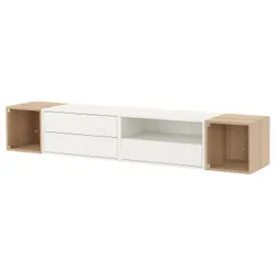 IKEA EKET(595.809.88) Телевізійне кабінет, hifi, білий/дуб, пофарбований у біле і безбарвне скло