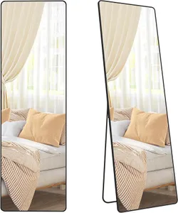 SONGMICS Full Mirror 160x50cm Прямокутне стояче дзеркало з рамою з алюмінієвого сплаву, загартоване скло для спальні, вітальні,