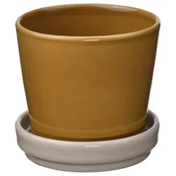 IKEA KLOTLÖNN(505.982.71) горщик з підставкою, внутрішній/зовні/темний -зведений світлий бежевий