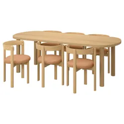 IKEA STOCKHOLM 2025 / STOCKHOLM 2025(295.799.86) Стіл та 6 стільців, Окл Дуб/Дубова шкіра