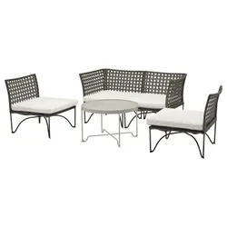 IKEA JUTHOLMEN(595.782.21) Набір для 4 людей, зовні, темно -сірий/куддарна світло -сірий -рог