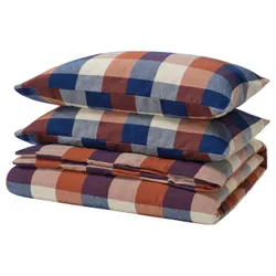 IKEA BLÅSENAP(906.177.34) ковдра та 2 подушки, Різнокольоровий/картаний