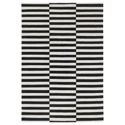 IKEA STOCKHOLM (801.048.62) Килим тканий плоский, чорний ручної роботи, смугастий, з кремово-смугастої