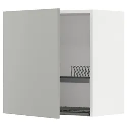 IKEA METOD(695.392.10) шафа з сушаркою для посуду, білий/Хавсторп світло-сірий