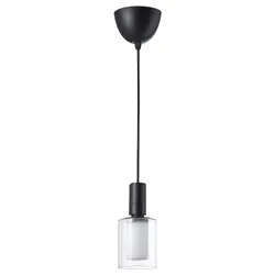 IKEA SUNNEBY / MOLNART(295.826.44) висить лампа з лампочкою, Чорна тканина/смугастий циліндр