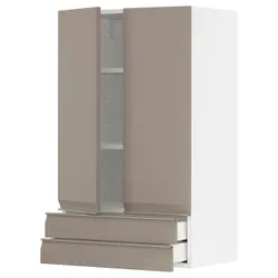 IKEA METOD / MAXIMERA(994.919.09) навісна шафа 2 двері/2 ящики, білий/Upplöv матовий темно-бежевий