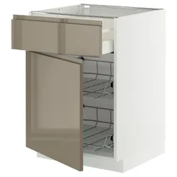 IKEA METOD / MAXIMERA(395.766.28) Шафа STJ/Кошик DR/SZUF/DOWER, білий/Voxtorp Gloss Dark -brown