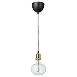 IKEA JÄLLBY / MOLNART(294.913.71) підвісний світильник з лампочкою, латунь/різнокольоровий еліпс