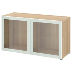 IKEA BESTÅ(694.904.78) сайт, білий ефект дуба/Glassvik білий/прозоре скло