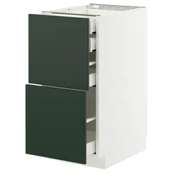 IKEA METOD / MAXIMERA(495.574.41) Шафа з 2 фасадами/2 низьким/середнім/високим ящиком, білий/Хавсторп темно-зелений
