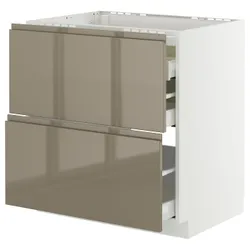IKEA METOD / MAXIMERA(395.767.89) Sza st pl/2fr/3szu, білий/Voxtorp Gloss Dark -brown