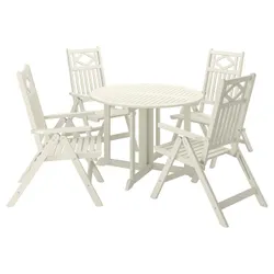 IKEA BONDHOLMEN(395.498.71) стіл + 4 стулки стільці, на відкритому повітрі, білий/бежевий