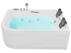 Ліва кутова світлодіодна ванна з гідромасажем 170 x 119 см Біла BAYAMO