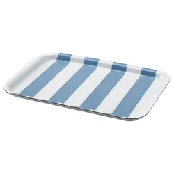 IKEA SOLDATFISK(906.078.53) лоток, Білий/сірий -блакитний смугастий