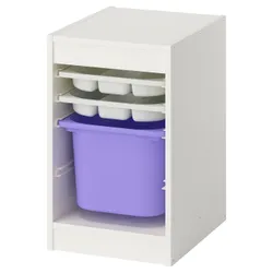 IKEA TROFAST(496.019.86) полиця з контейнером/лотками, білий білий/ліловий