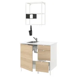 IKEA ENHET(893.367.06) кухня, білий/імітація дуб