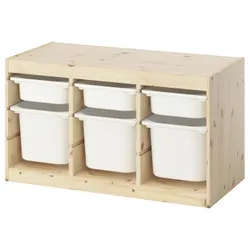 IKEA TROFAST(395.748.65) Полиця з контейнерами, легка сосна, пофарбована в білий/білий