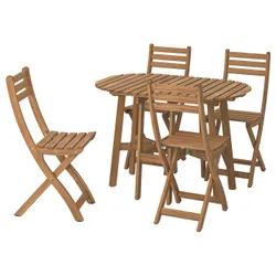 IKEA ASKHOLMEN(895.300.39) стіл з опущеною стільницею + 4 стільці, садовий, складний темно-коричневий